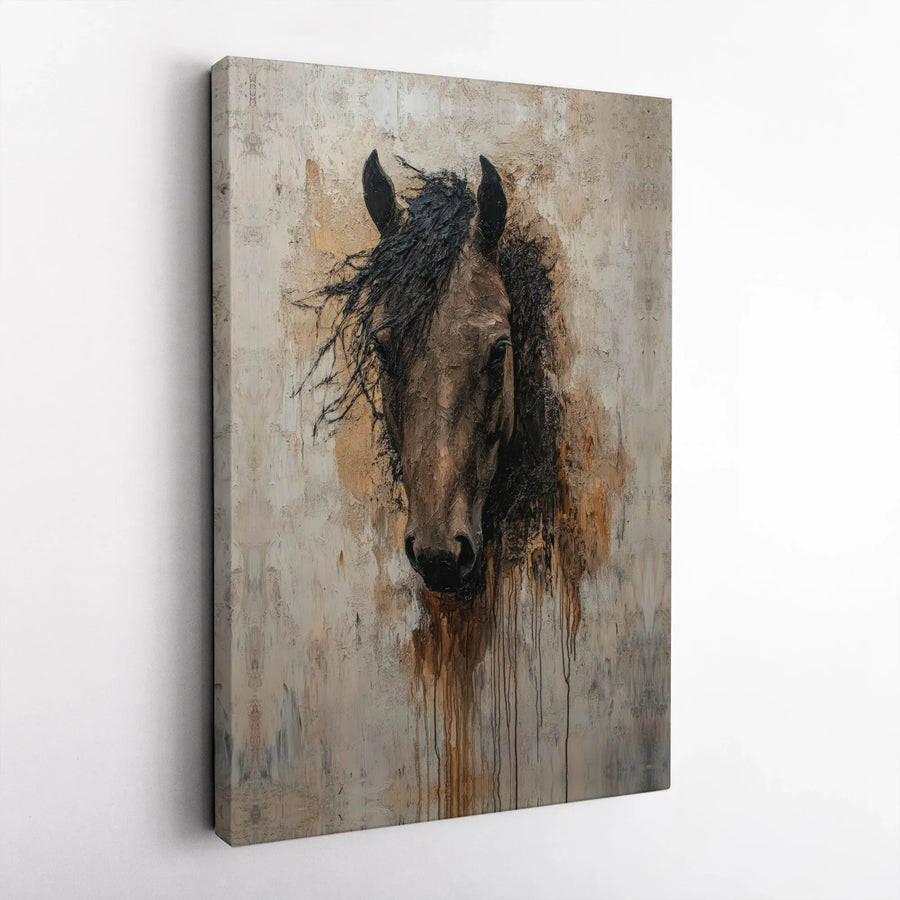 Abstract Horse Canvas Wall Art | Modern Rustic Equine Art | Premium Gallery Canvas | Collector's Gift for Horse Lover