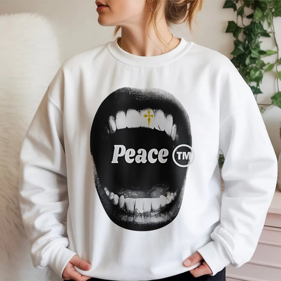 Peace Sign Graphic Sweatshirt | Retro Positive Vibes Crewneck | Premium Cotton-Poly Blend | Unisex Casual Gift For Men And Women