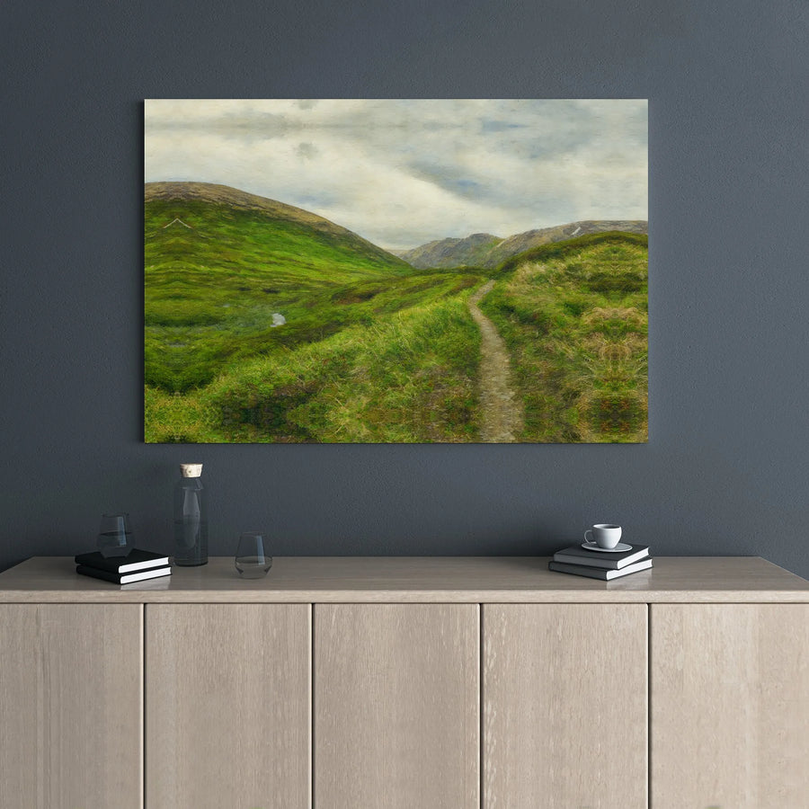 Rolling Hills Landscape Canvas Art | Irish Countryside Path Wall Decor | Premium Gallery Wrapped Print | Nature Lover Gift