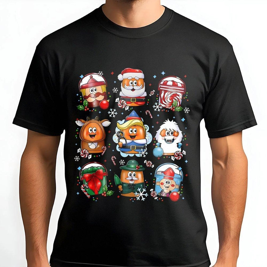 Christmas Chicken Nugget Shirt | Funny Festive Cartoon Food Graphic | 100% Soft Cotton Tee | Cute Holiday Gift for Foodies and Kids