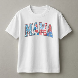 American Mama T-Shirt Sweatshirt | Retro USA Flag Lettering | Premium Cotton-Blend Pullover | Patriotic 4th of July Gift for Mom