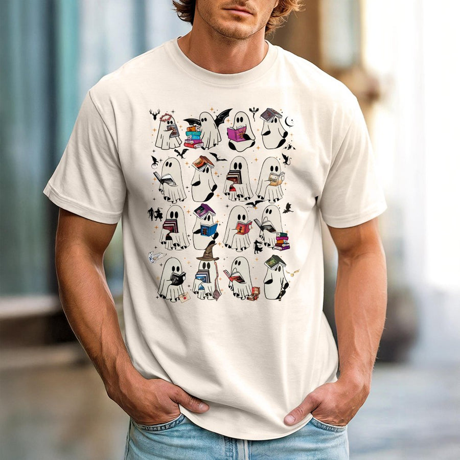 Bookish Ghost T-Shirt | Reading Ghosts Design | 100% Cotton Premium Tee | Gift for Book Lovers, Readers and Fantasy Novel Fans