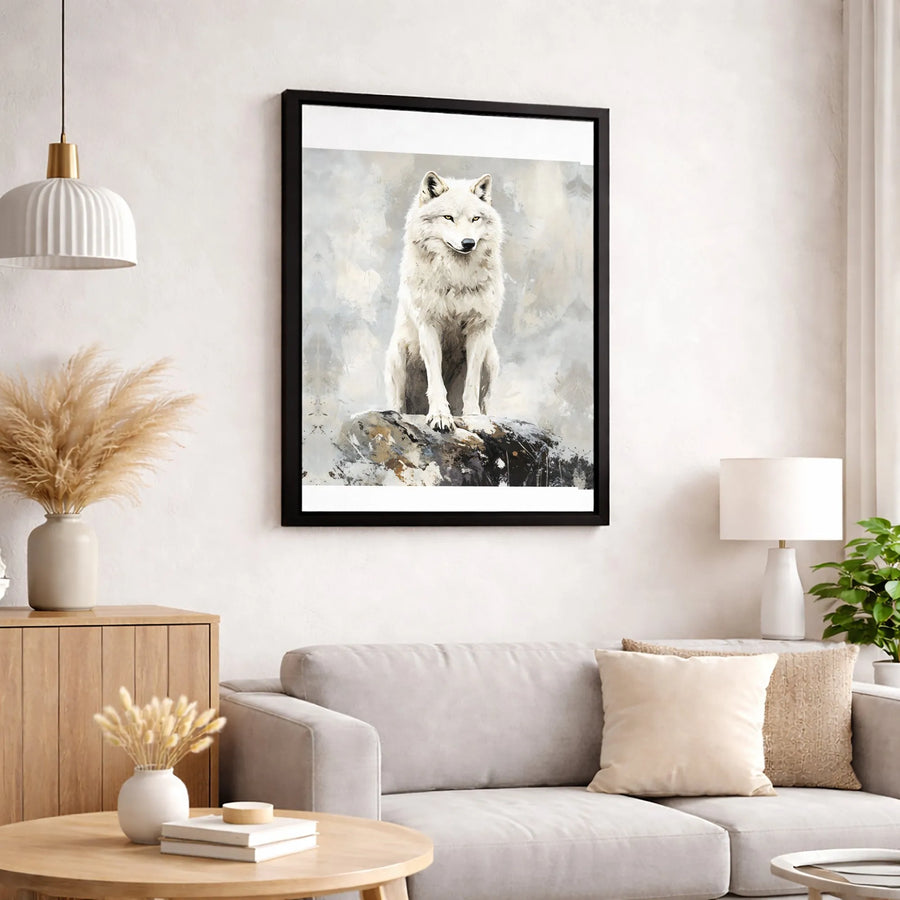 White Wolf Wall Art | Majestic Arctic Wolf Canvas Print | Premium Gallery-Wrapped Decor | Wildlife Animal Lover Gift for Home Office