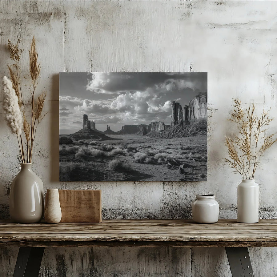 Monument Valley Landscape Canvas | Black and White Desert Photography | Premium Gallery-Wrapped Wall Art | Modern Home or Office Decor Gift
