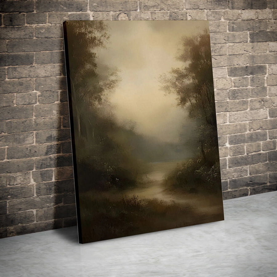 Misty Forest Landscape Canvas Art | Serene River Wall Decor | Gallery Quality 1.25" Profile | Atmospheric Nature Print for Home Office