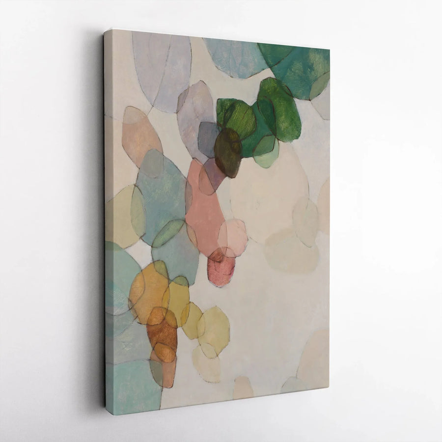 Modern Abstract Canvas Art | Overlapping Organic Shapes Painting | Premium Gallery Wrapped Print | Minimalist Living Room Wall Decor Gift