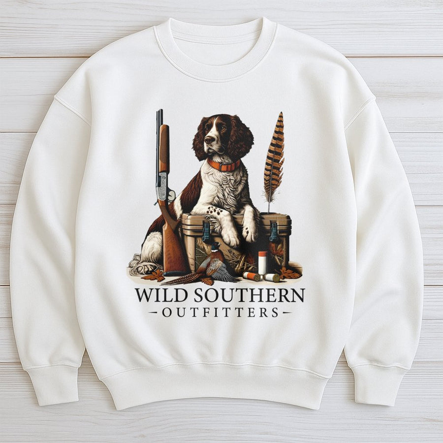 Hunting Dog Sweatshirt | English Springer Spaniel & Pheasant Design | Premium Cotton Blend | Gift for Outdoorsman and Country Wildlife Lover
