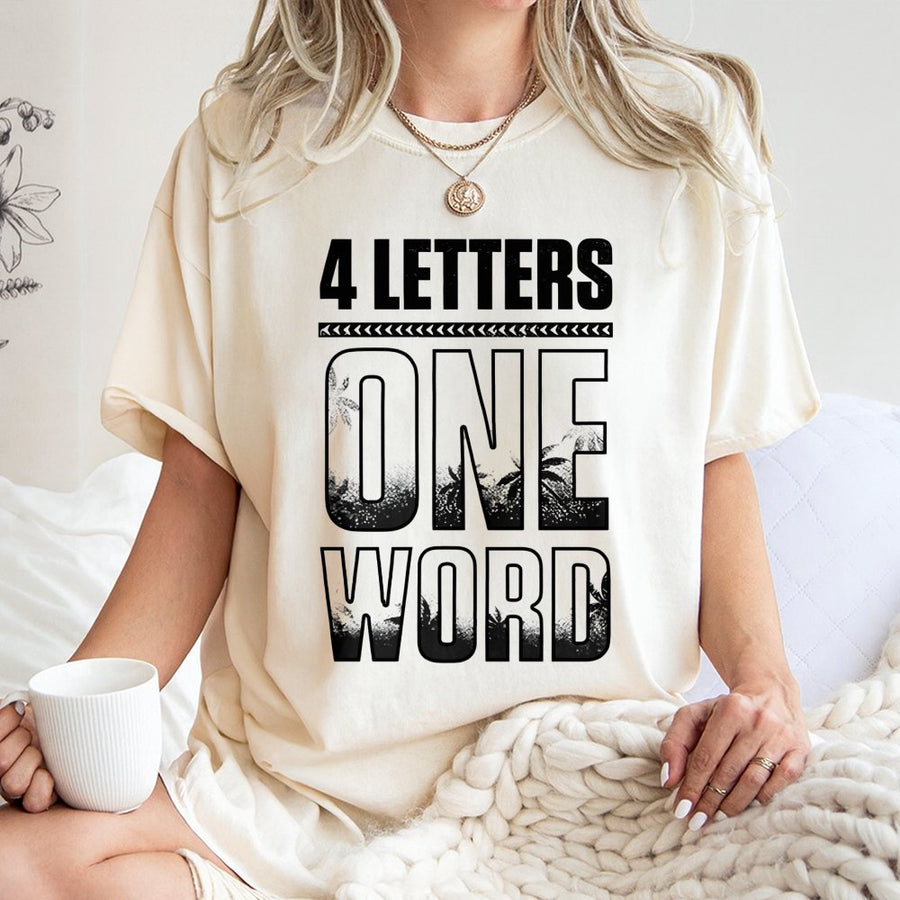 Four Letters One Word Yeet T-Shirt | Tropical Palm Tree Graphic | Premium Cotton Unisex Tee | Wrestling Fan Gift for Him and Her