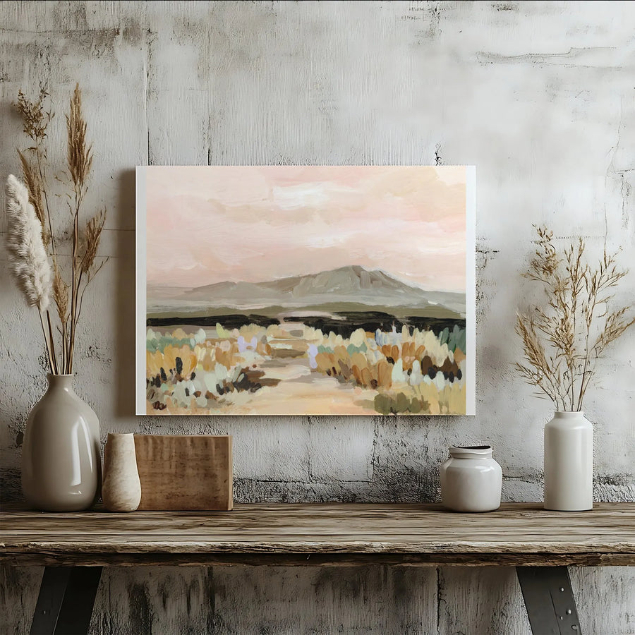 Desert Mountain Canvas Wall Art | Abstract Southwestern Landscape Print | Premium Gallery-Wrapped Canvas | Modern Bohemian Home Decor Gift