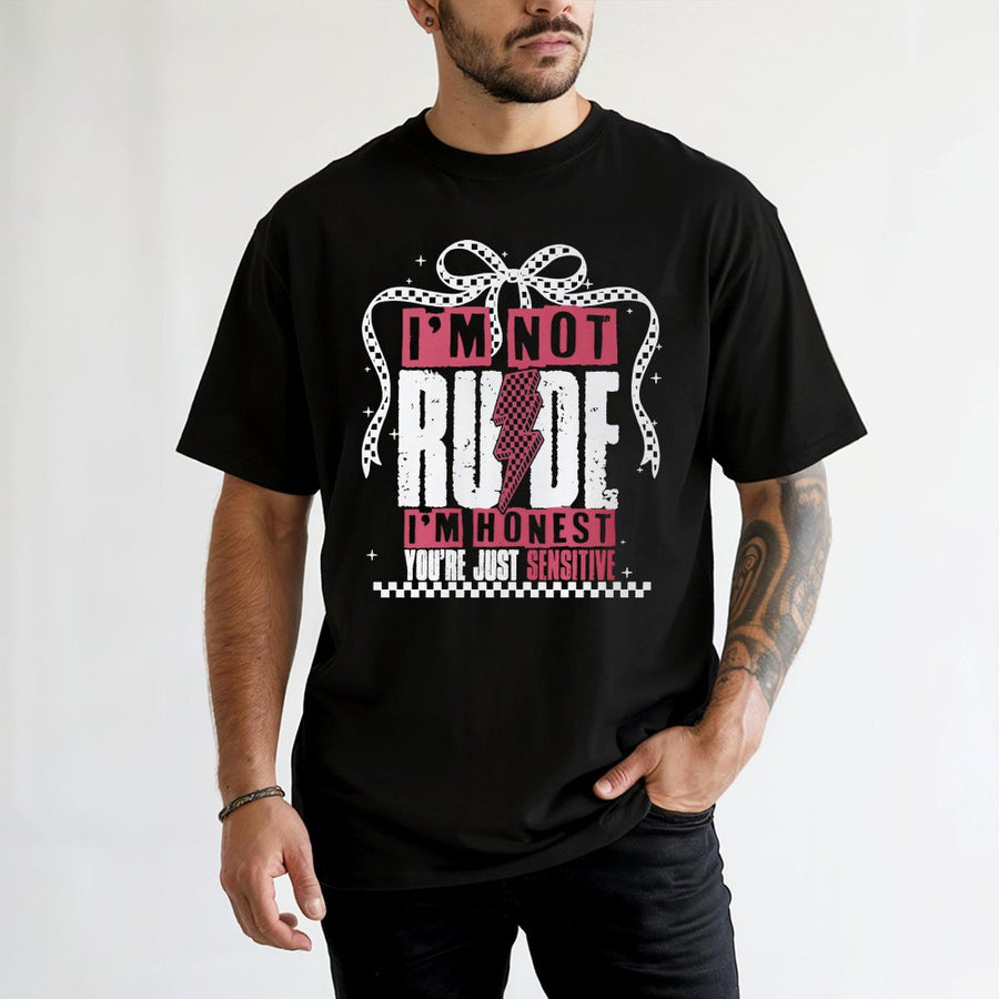 I'm Not Rude I'm Honest T-Shirt | Retro Checkered Lightning Bolt Design | Premium 100% Cotton | Sassy Sarcastic Gift for Her