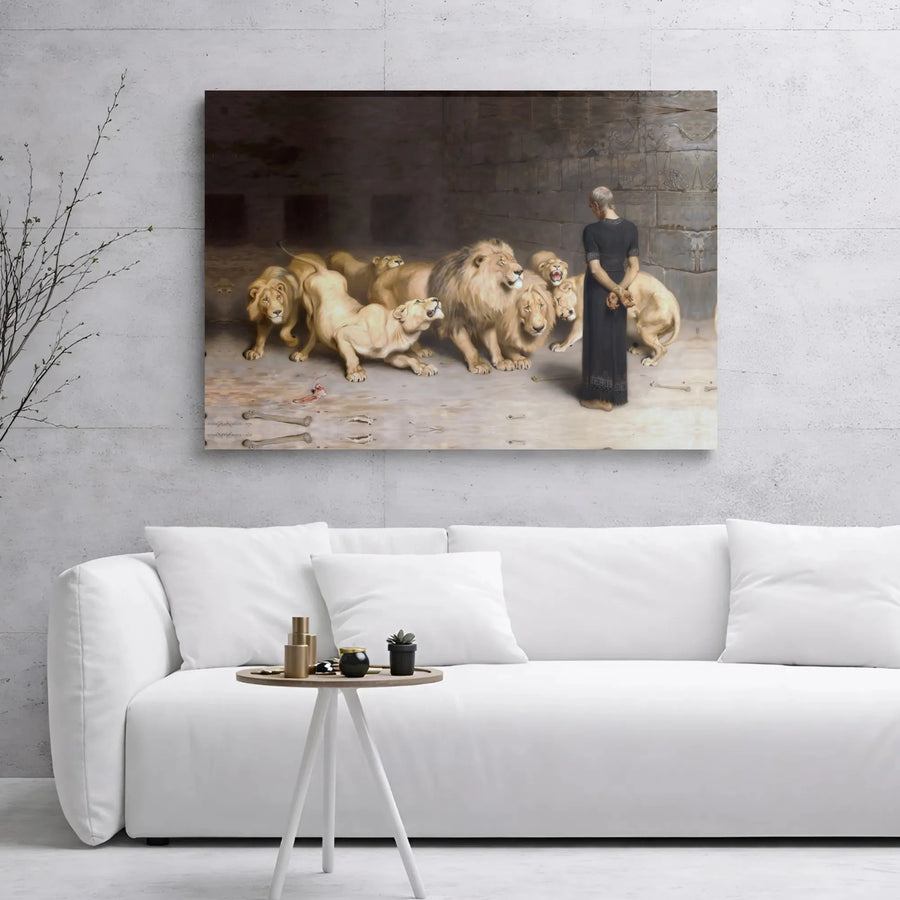 Daniel in the Lions' Den Canvas Print | Briton Riviere Biblical Art | Premium Gallery-Wrapped 1.25" Frame | Religious Wall Decor for Home Office