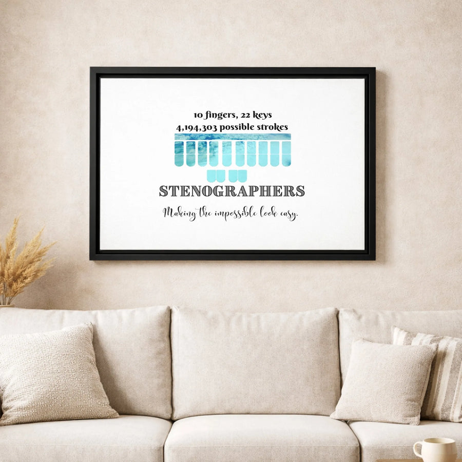 Stenographer Wall Art | Stenotype Keyboard Quote Canvas | Premium Gallery-Wrapped Print | Court Reporter Office Decor Gift