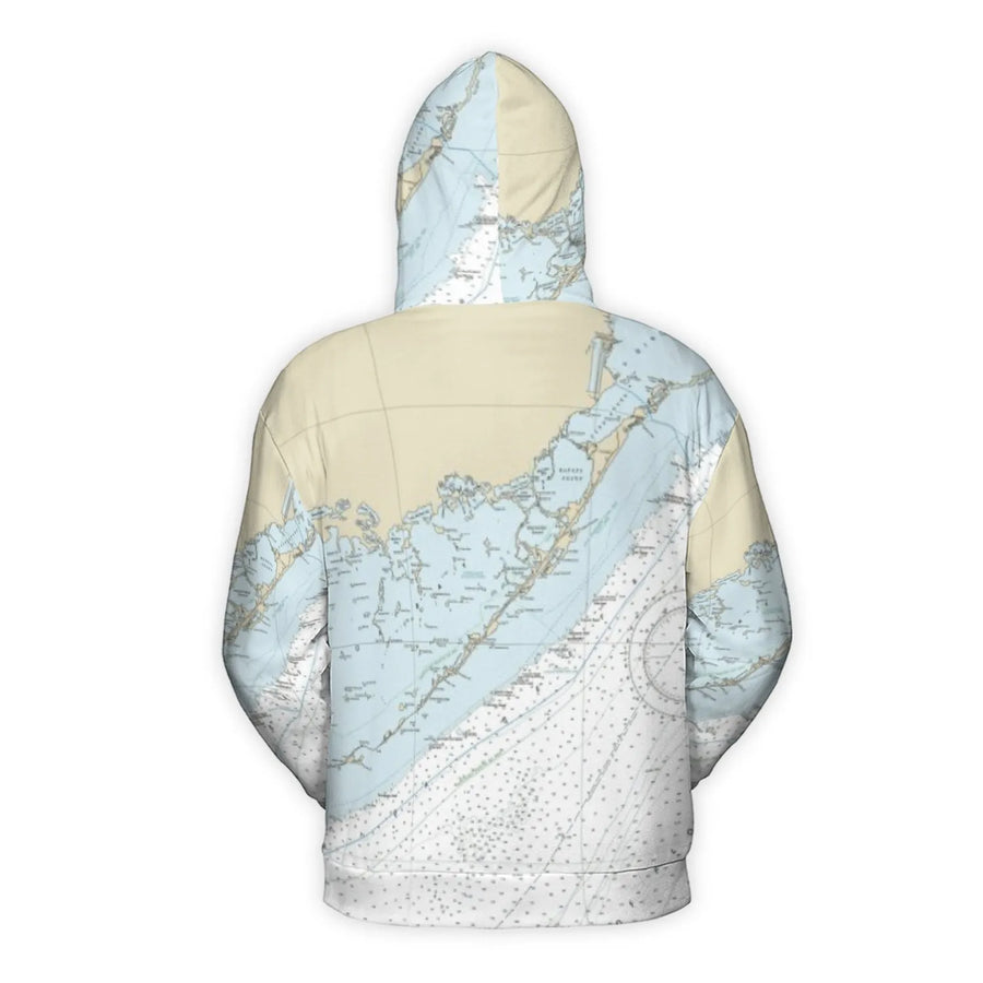 Nautical Chart All-Over Print Hoodie | Coastal Map Graphic Sweatshirt | Premium Polyester Fleece | Unique Gift for Sailors and Boating Enthusiasts
