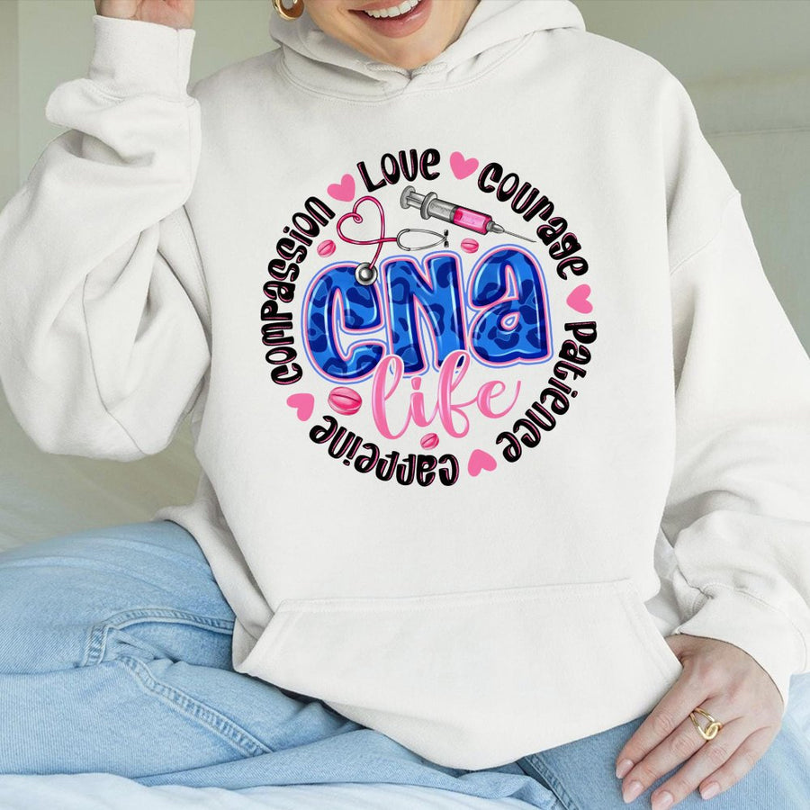 CNA Life Hoodie | Certified Nursing Assistant Gift | Cotton-Poly Premium Sweatshirt | Comfortable Medical Apparel for Nurses