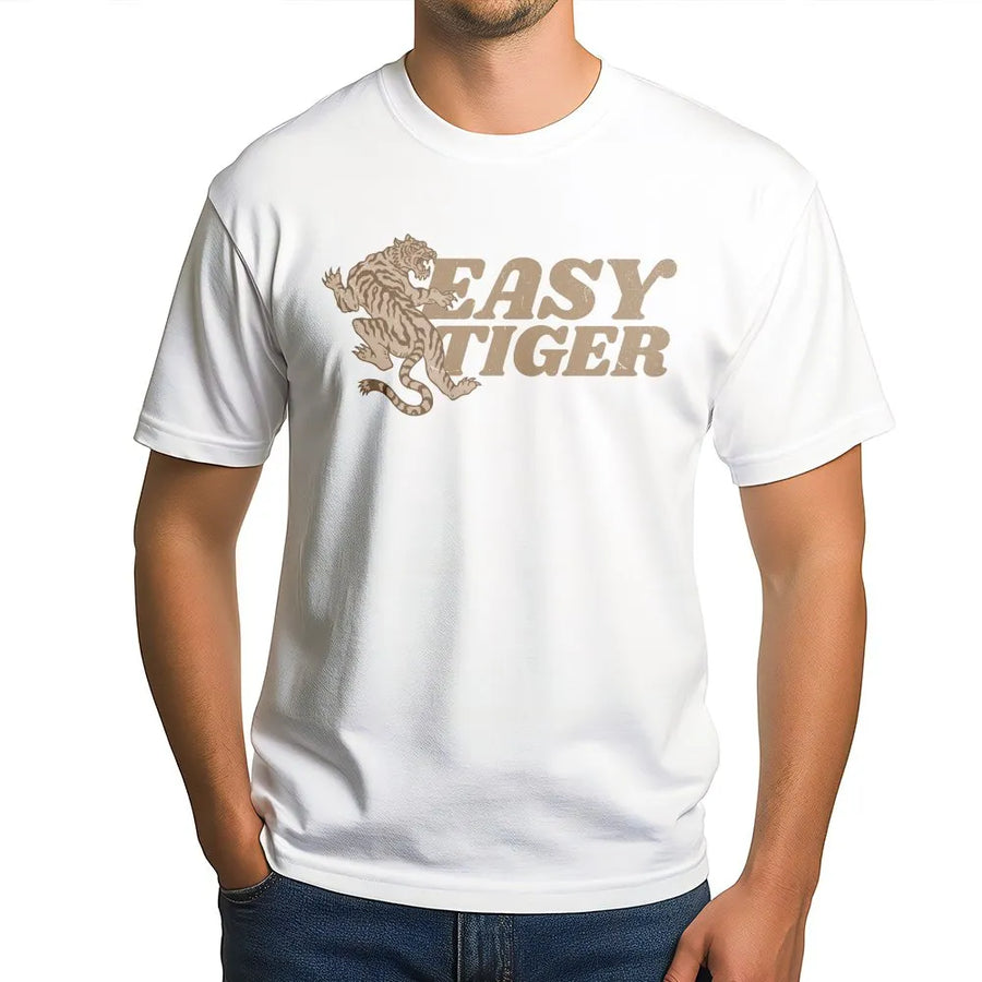 Easy Tiger T-Shirt | Retro Tattoo Style Graphic Pullover | Premium Cotton Blend | Unisex Indie Grunge Crewneck Gift