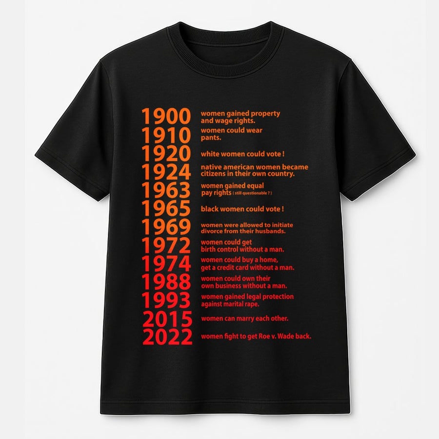 Feminist Timeline T-Shirt | History of Women's Rights Milestone Print | Premium Cotton Unisex Tee | Empowering Birthday Gift for Her