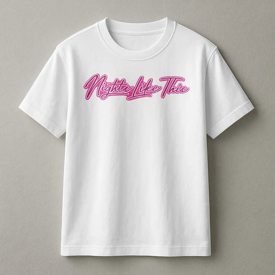 Nights Like This T-Shirt | Retro Pink Script Graphic Pullover | Soft Cotton-Blend | Unisex Y2K Aesthetic Streetwear Gift