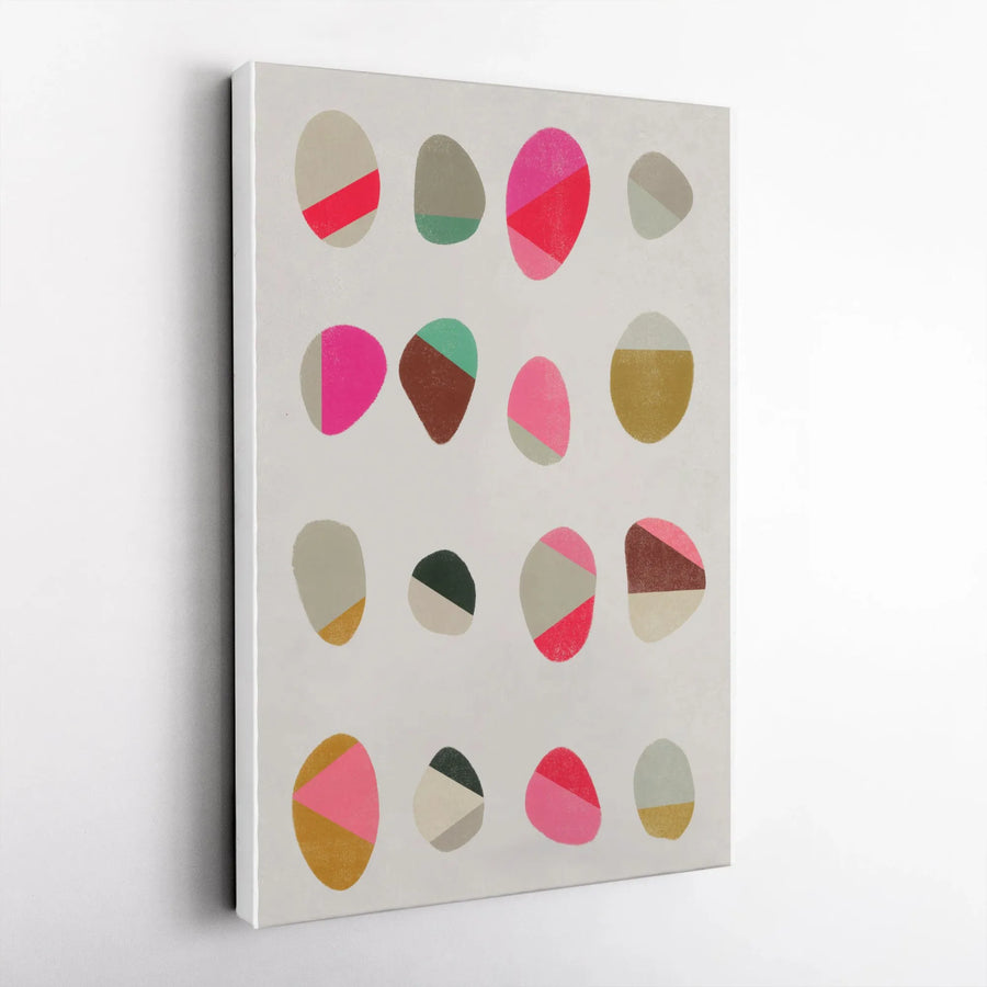 Abstract Pebbles Vertical Canvas Print | Modern Geometric Color Block Art | Premium Gallery Wrapped Canvas | Living Room Wall Decor Gift