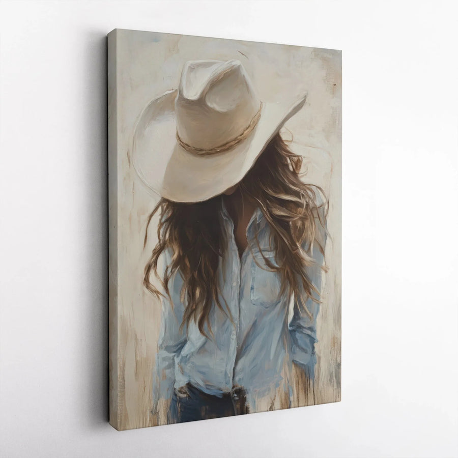 Cowgirl Canvas Wall Art | Western Oil Painting Style Portrait | Premium 1.25-Inch Gallery Wrap | Southwestern Home Decor Gift for Her