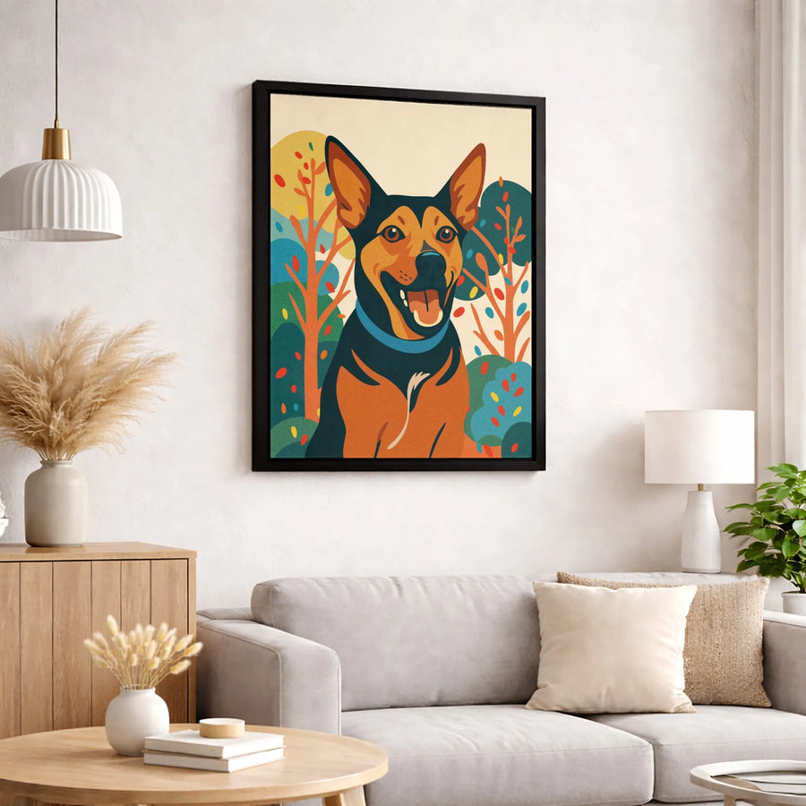 German Shepherd Wall Art | Colorful Modern Dog Portrait Print | Premium Gallery-Wrapped Canvas | Unique Pet Lover Gift & Home Decor