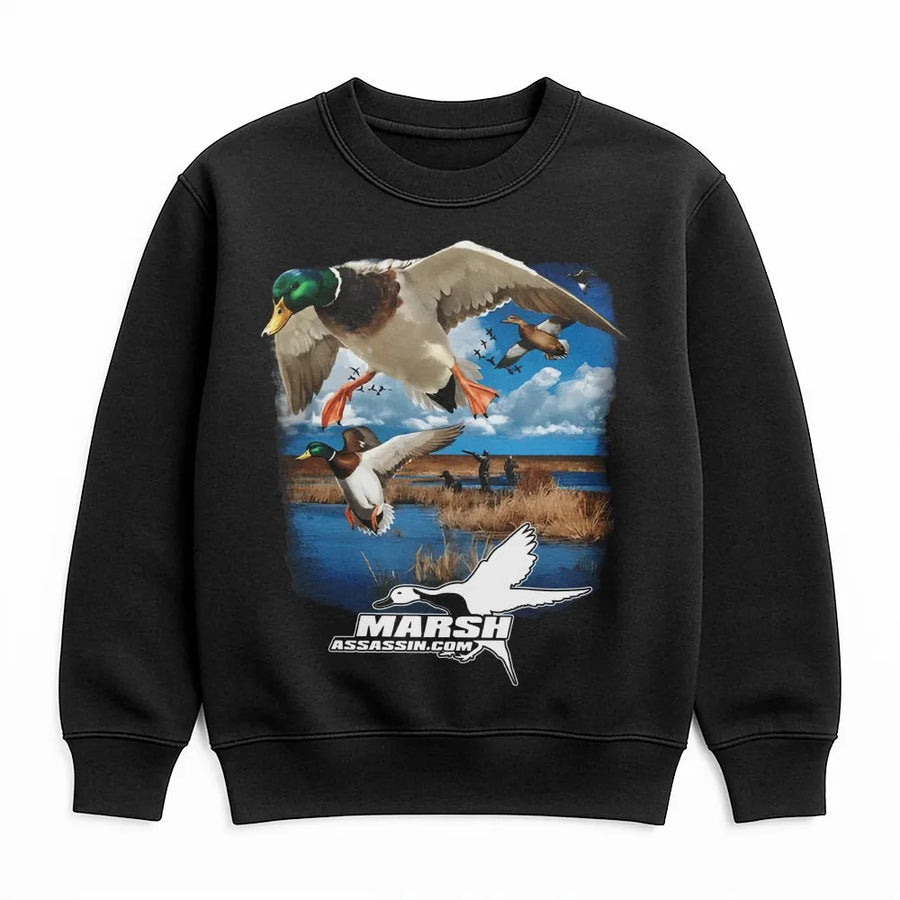 Duck Hunting Sweatshirt | Mallard Waterfowl Graphic | Premium Cotton Blend Crewneck | Outdoor Gift for Hunter Men