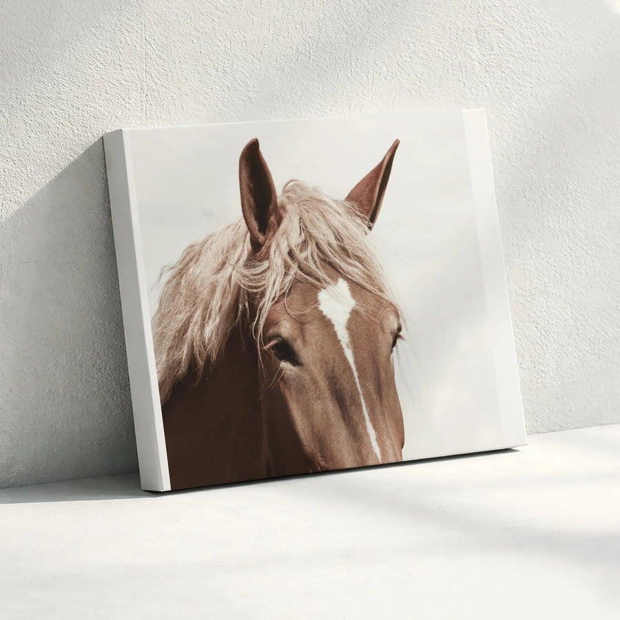 Rustic Horse Canvas Wall Art | Close-Up Chestnut Horse Portrait | Premium Fade-Resistant Print | Equestrian Farmhouse Decor Gift