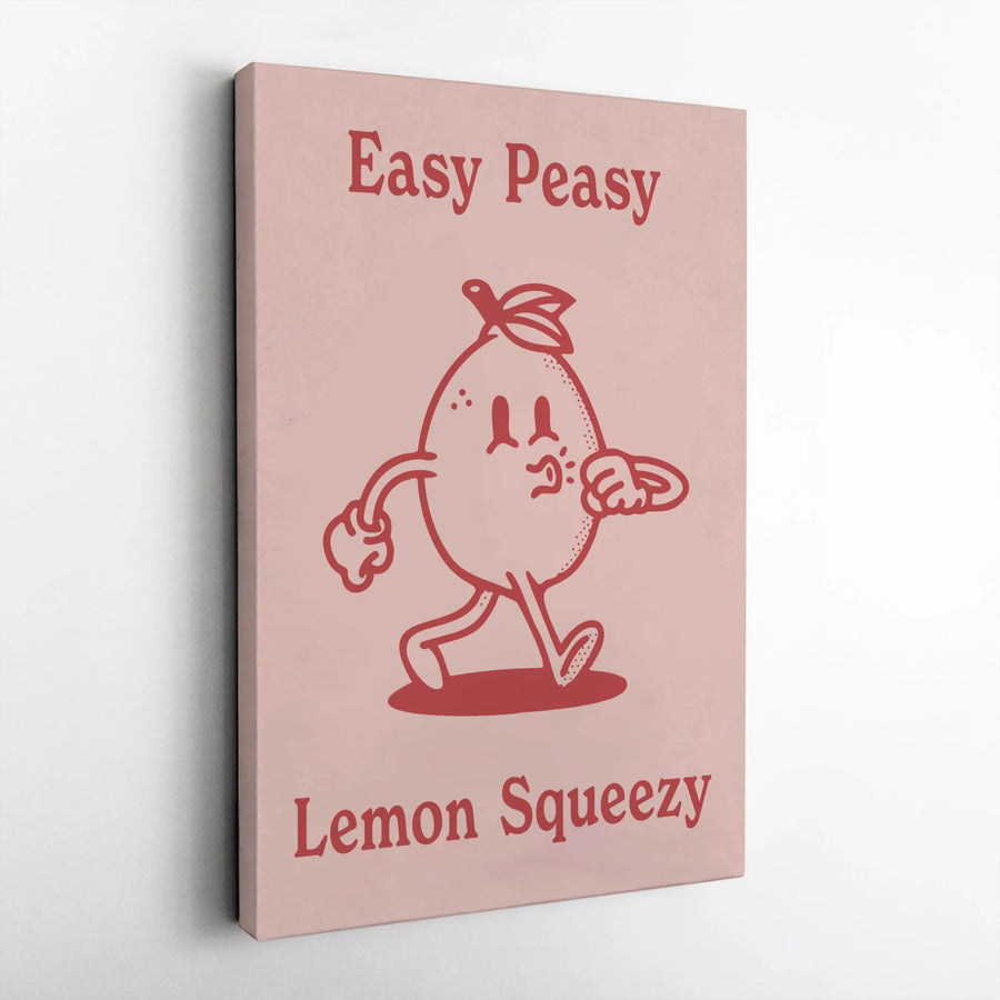 Easy Peasy Lemon Squeezy Canvas Art | Retro Cartoon Whistling Lemon Wall Decor | Premium 1.25 Inch Gallery Wrap | Aesthetic Kitchen & Dorm Gift