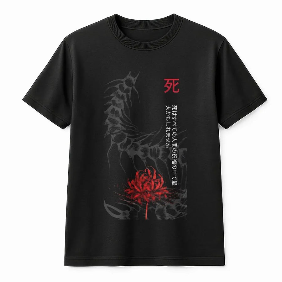 Japanese Horror Anime T-Shirt | Dark Centipede & Red Spider Lily Graphic | Premium Soft Cotton Tee | Edgy Streetwear Gift for Anime Fans