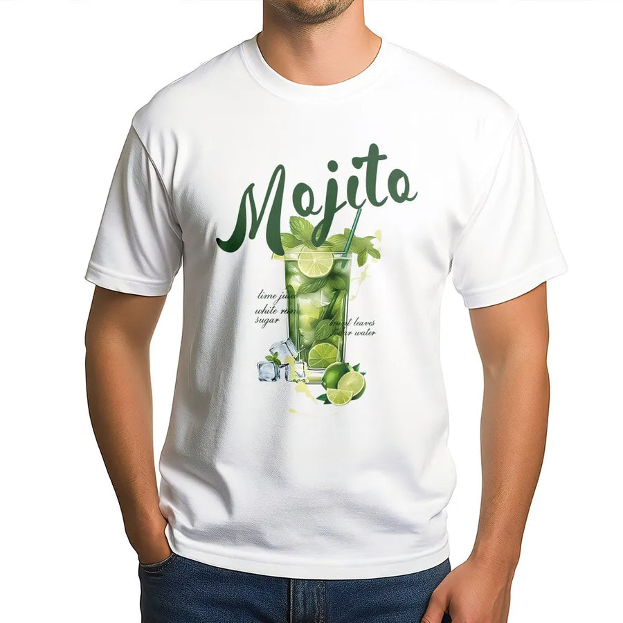Mojito Cocktail T-Shirt | Summer Drink Graphic Tee with Recipe Print | Premium Soft Cotton | Unique Gift for Bartender or Mixologist