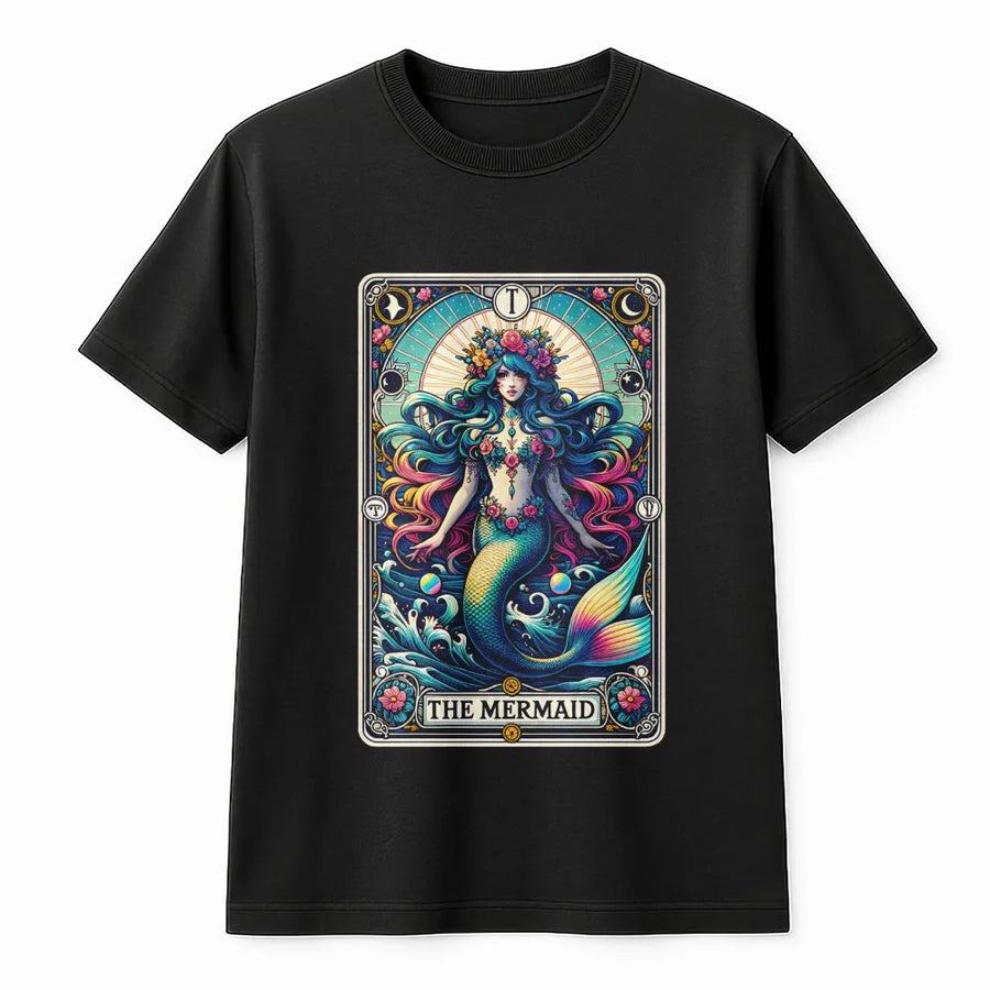 Mermaid Tarot Card T-Shirt | Vintage Mystic Ocean Graphic | Premium Cotton Blend Sweatshirt | Gift for Tarot Reader & Witchy Aesthetic