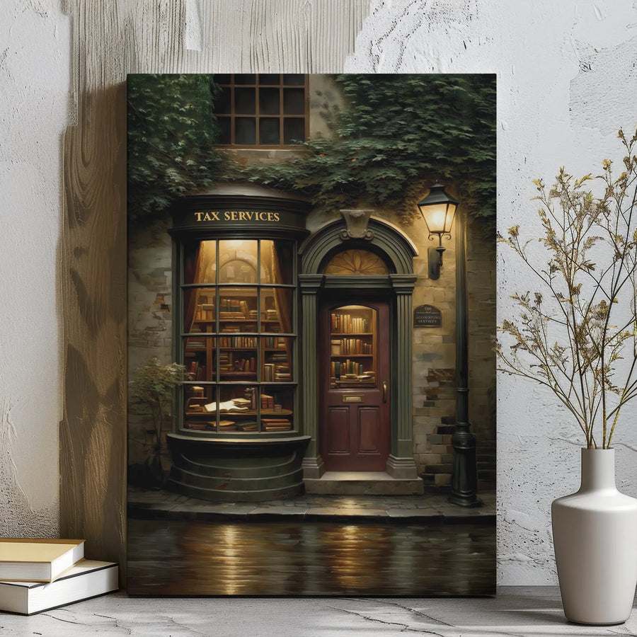 Tax Services Wall Art | Vintage Accounting Office Decor | Premium Stretched Canvas Print | Professional CPA Gift for Accountant or Firm