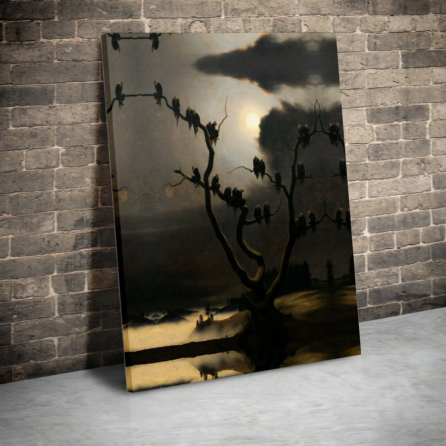 Gothic Vulture Wall Art | Dark Surrealist Landscape Canvas Print | Premium Gallery-Wrapped Decor | Moody Home Office Gift