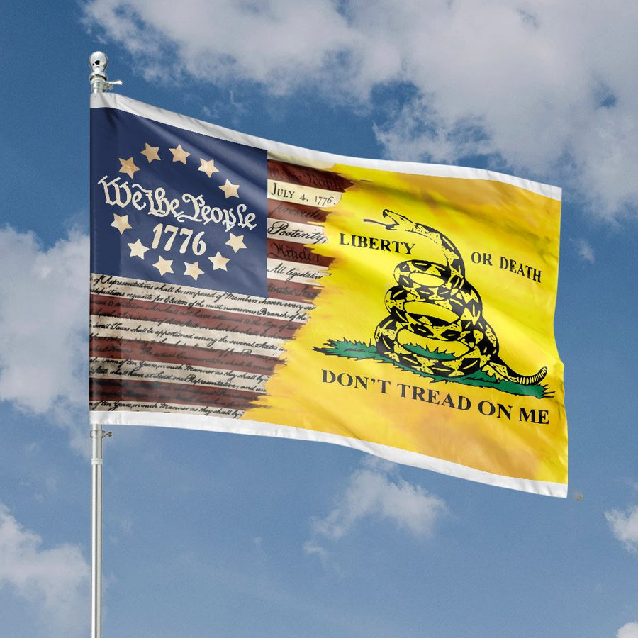 Gadsden Don't Tread On Me Flag | American Constitution 1776 We The People | Premium Weather-Resistant Polyester | Patriotic Outdoor Home Garden Decor Gift