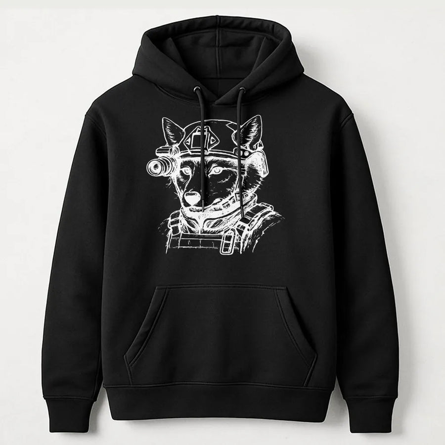 Tactical Coyote Hoodie | Night Vision Graphic Sketch | Premium Cotton Blend | Gift for Coyote Hunters & Veterans