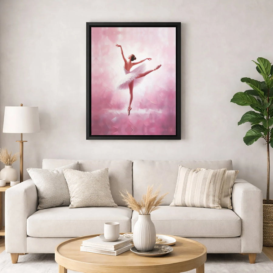 Ballerina Canvas Wall Art | Elegant Pink Ballet Dancer Print | Premium Gallery-Wrapped Gallery Quality Decor | Gift for Dancers & Girls Room