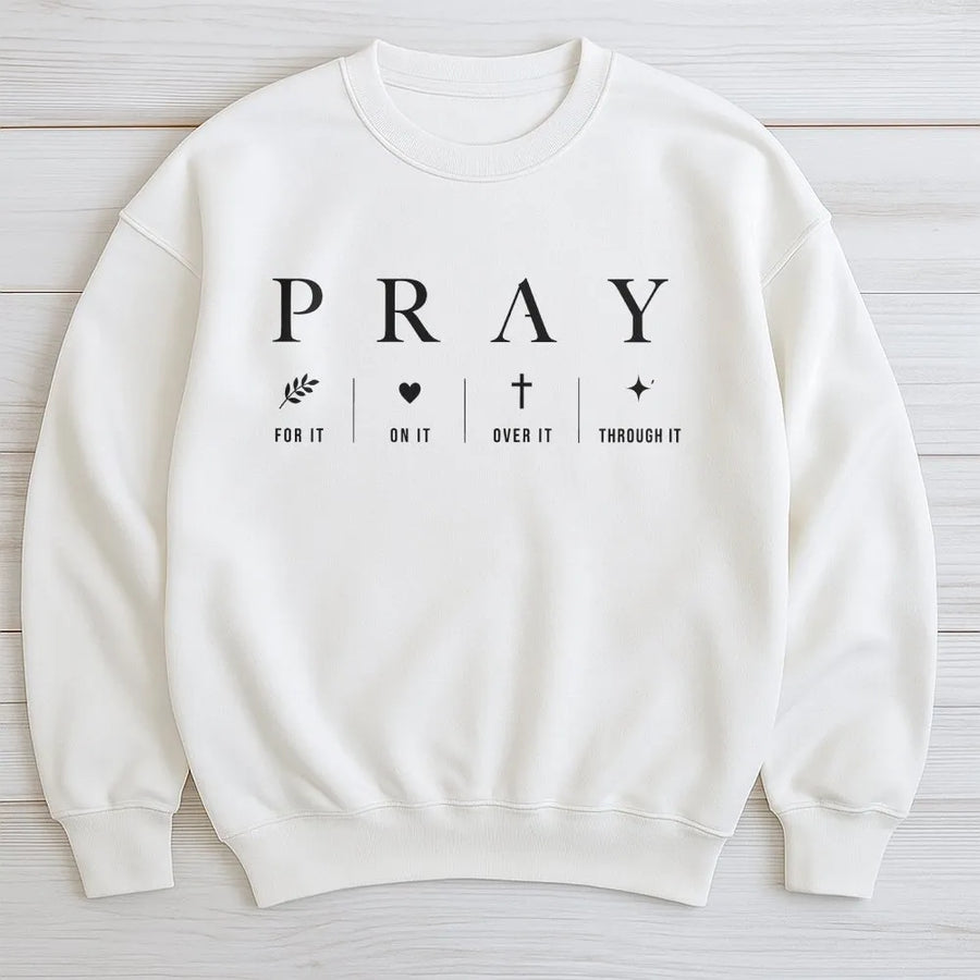 Pray On It Christian Sweatshirt | Inspirational Bible Verse Graphic Tee | Premium Cotton Comfort Colors | Faith Based Gift for Men & Women