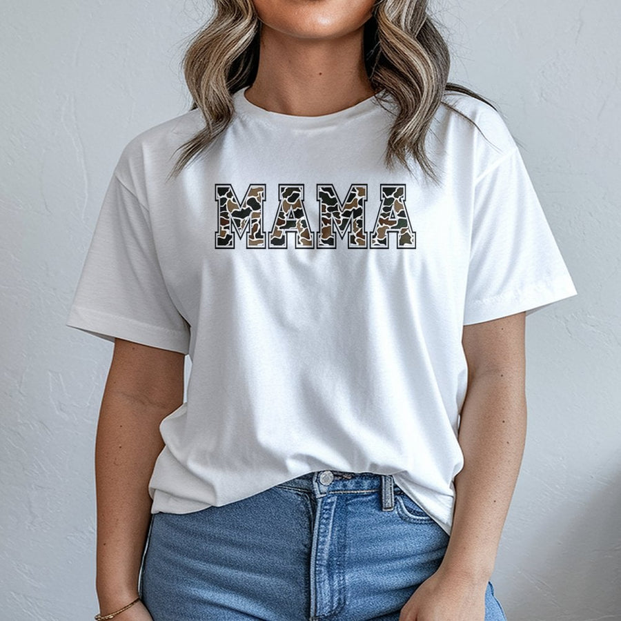Mama Camouflage T-Shirt | Rustic Hunting Style Graphic Tee | Premium 100% Cotton | Country Mom Gift for Outdoors Enthusiasts