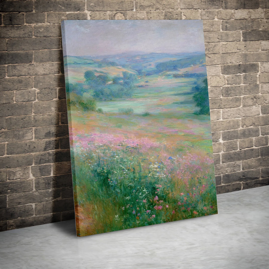 Impressionist Wildflower Meadow Canvas | Vintage French Countryside Painting | Premium Gallery Wrapped Wall Art | Living Room & Bedroom Home Decor Gift