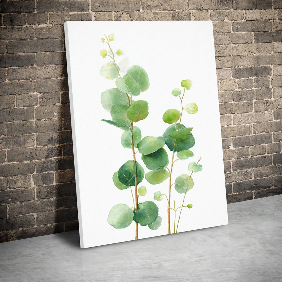 Eucalyptus Wall Art | Watercolor Botanical Leaf Print | Gallery Wrap Premium Canvas | Modern Home Office Decor Gift