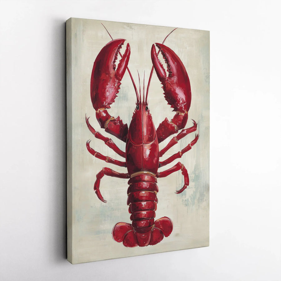 Red Lobster Vertical Canvas | Coastal Kitchen Wall Art Print | Premium 1.25" Thick Frameless Gallery Wrap | Nautical & Beach House Decor Gift