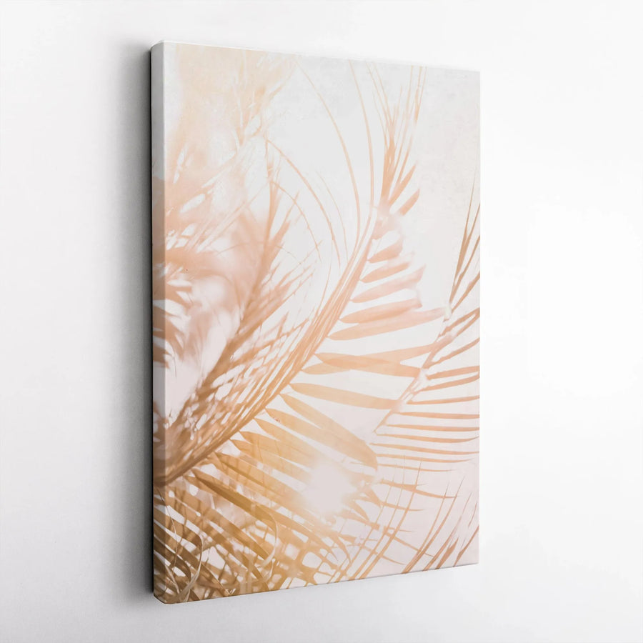 Bohemian Palm Leaf Wall Art | Minimalist Tropical Shadow Print | Premium Gallery Wrapped Canvas | Modern Japandi Living Room Decor