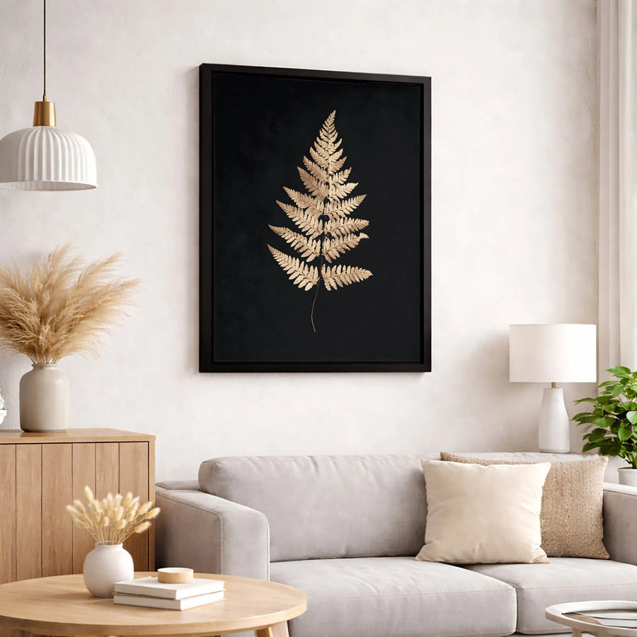 Golden Fern Canvas Print | Minimalist Botanical Wall Art | Premium Gallery Wrapped 1.25" Profile | Modern Home Decor Gift