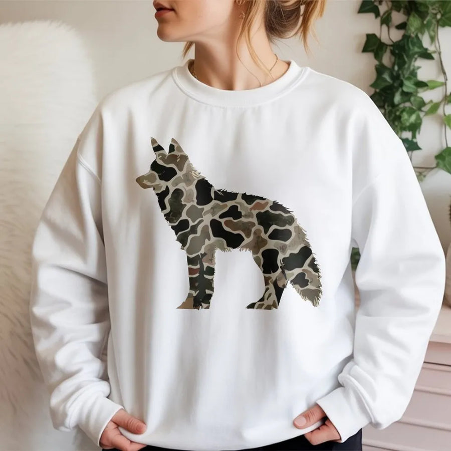 Coyote Hunting Sweatshirt | Camouflage Animal Silhouette | Premium Cotton Blend | Gift for Hunter Outdoor Enthusiast