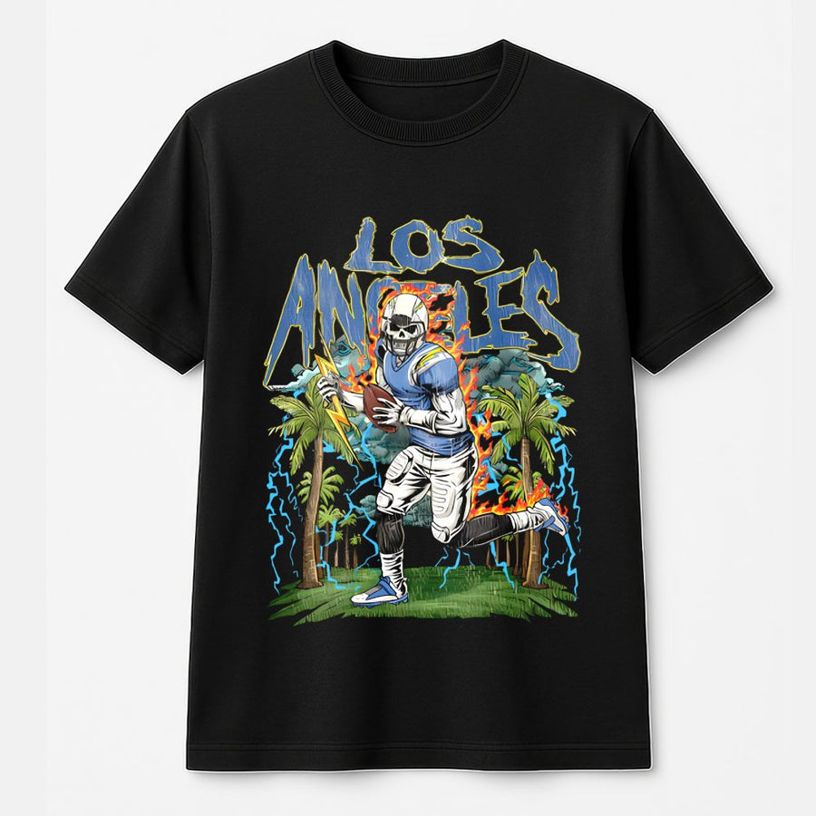 Los Angeles Chargers Skeleton Football Player T-Shirt