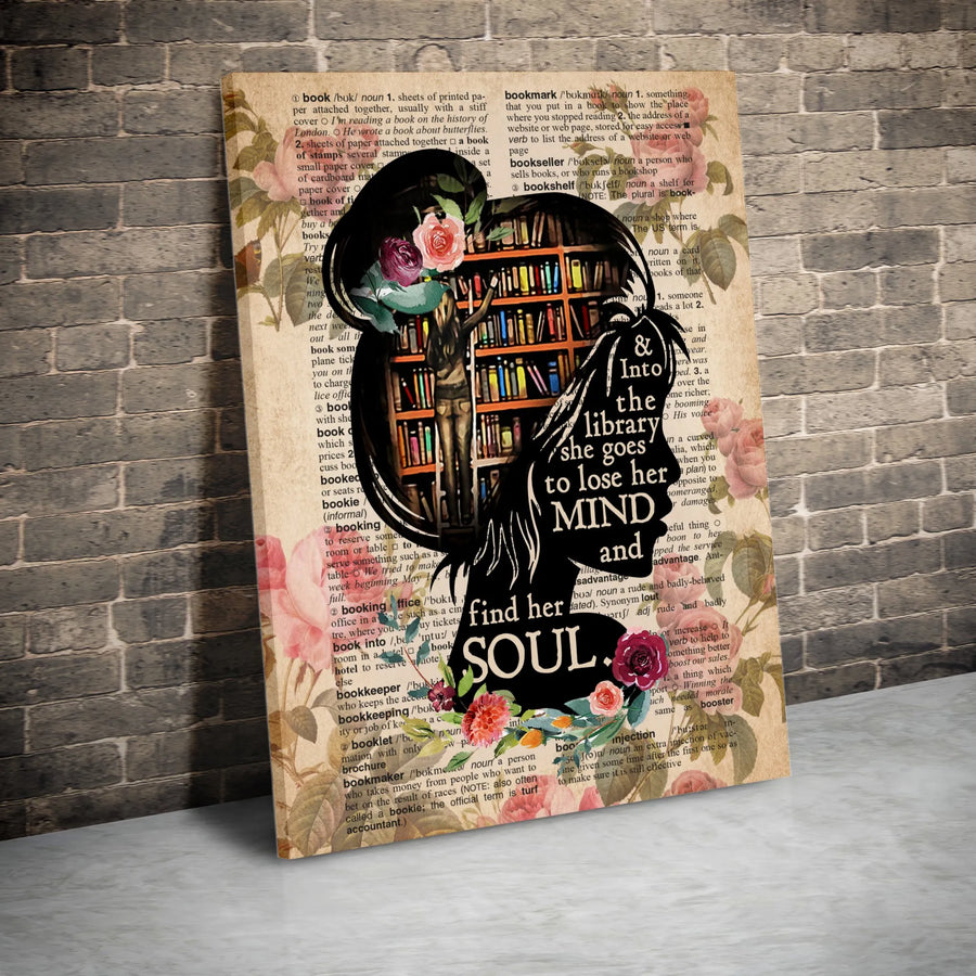 Library Silhouette Canvas Wall Art | Bookshelf Quote Literary Poster | Premium Fade-Resistant Decor | Gift for Readers & Book Lovers