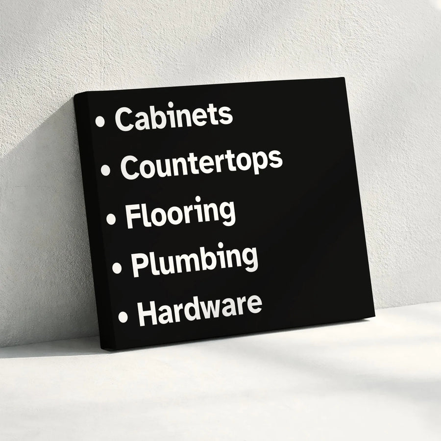 Contractor Services List Canvas | Modern Black & White Typography | Premium Gallery Wrapped Canvas | Office Decor for Home Builders & Remodelers