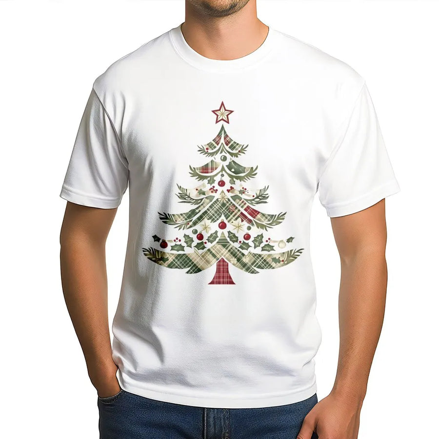 Christmas Tree T-Shirt | Rustic Plaid Holiday Graphic | Premium Soft Cotton Tee | Unisex Festive Gift for Family and Friends