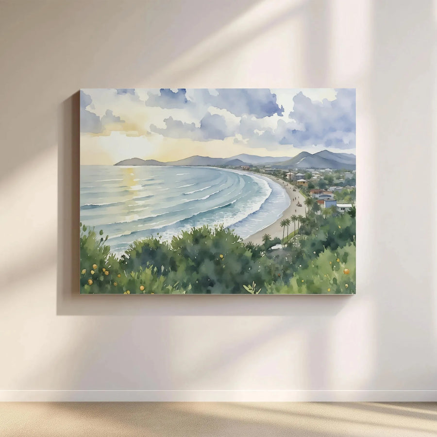 Coastal Beach Canvas Wall Art | Watercolor Sunrise Seascape Print | Premium 1.25" Gallery Wrap | Calming Home Decor for Living Room