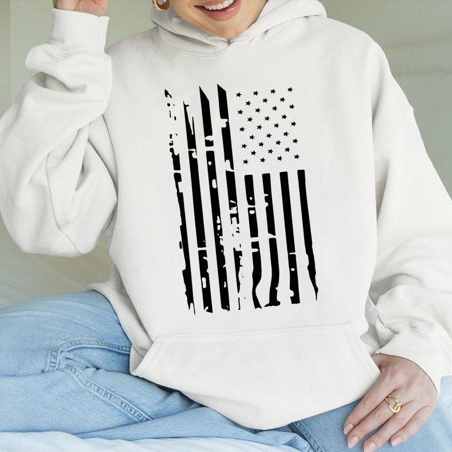 American Flag Hoodie | Distressed USA Patriot Graphic | Soft Cotton-Polyester Blend | Unisex Casual Gift for Proud Americans