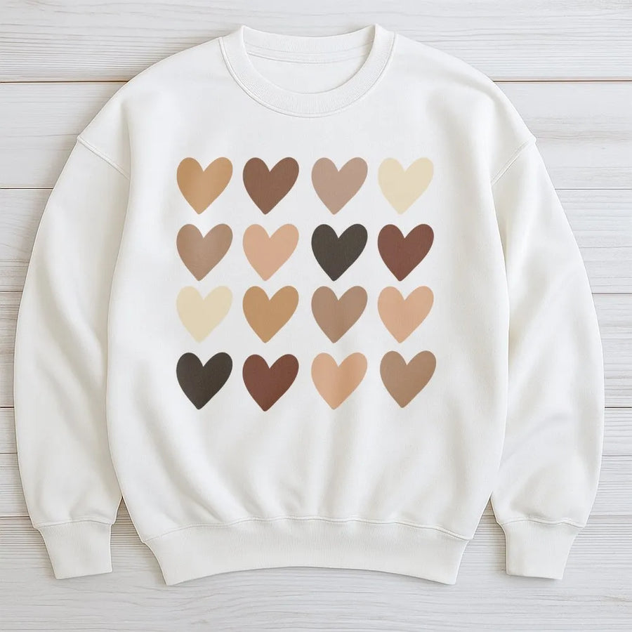 Diversity Hearts Sweatshirt | Inclusion and Equality Graphic Print | Premium Cotton Blend Unisex Crewneck | Meaningful Gift for Activism Awareness